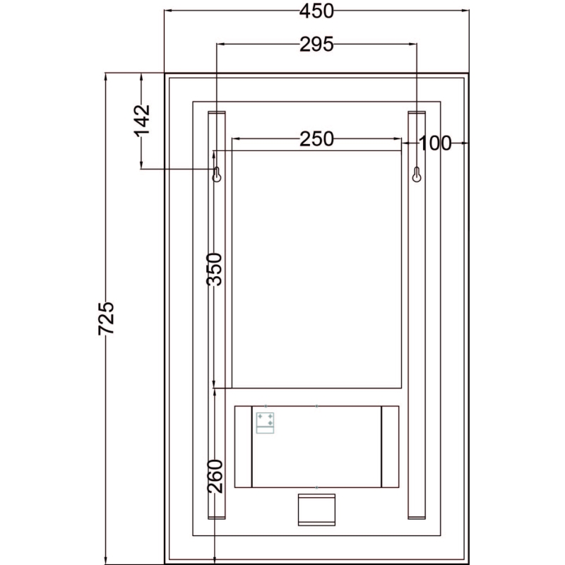 Rione Gold Rectangular Backlit LED Heated Mirror 450x725mm