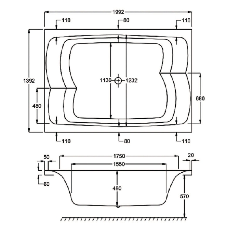 Carron Celsius Duo Double Ended Carronite Bath 2000x1400mm