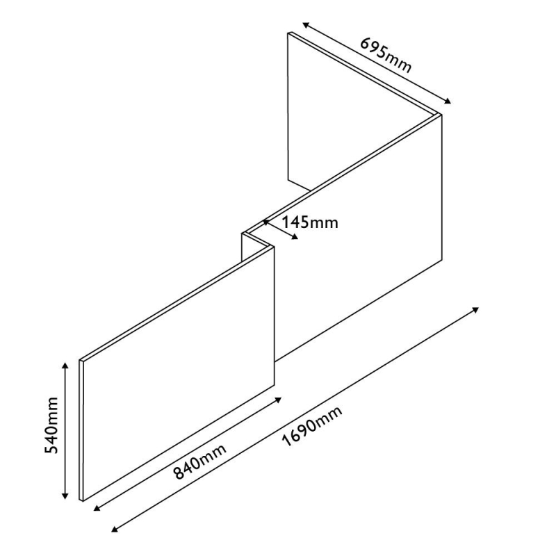 Gloss White L-Shape End Bath Panel 700mm