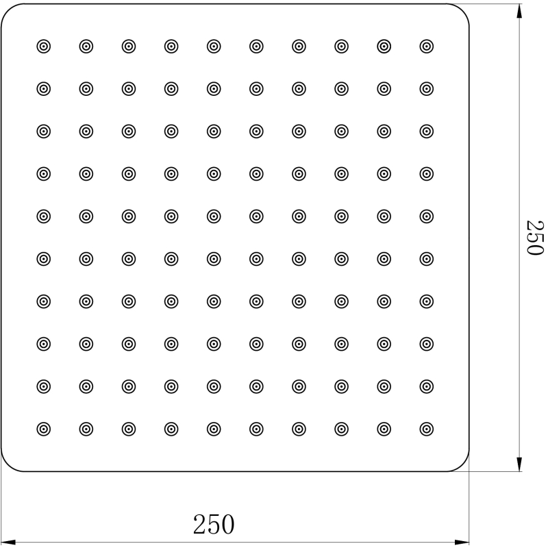Vade Chrome Ultra-Slim Square Shower Head 250mm
