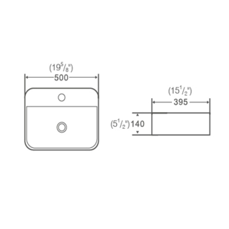 Zue White Rectangle Countertop Basin