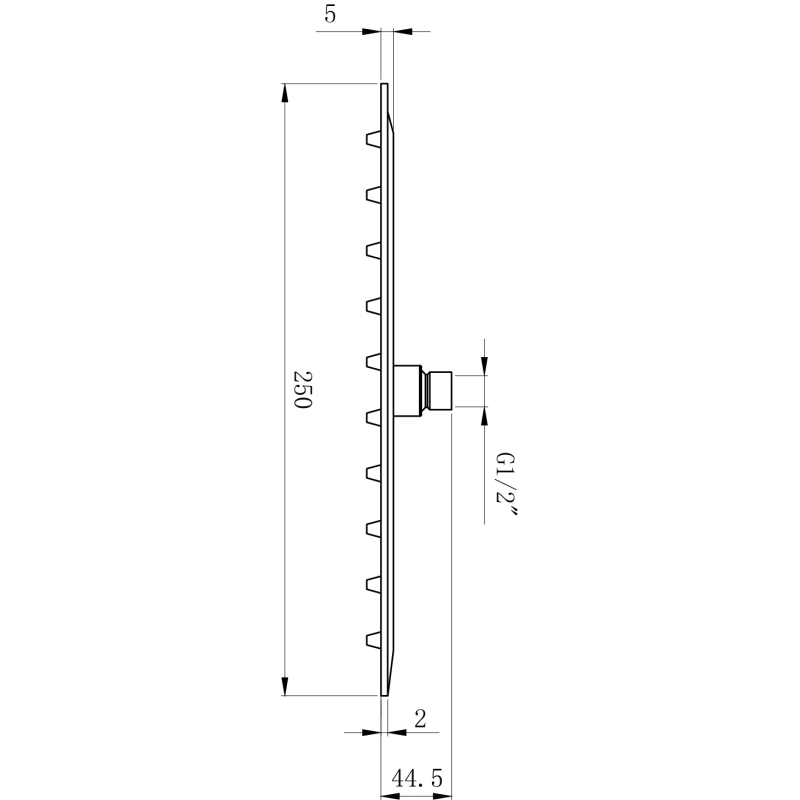 Vade Chrome Ultra-Slim Square Shower Head 250mm