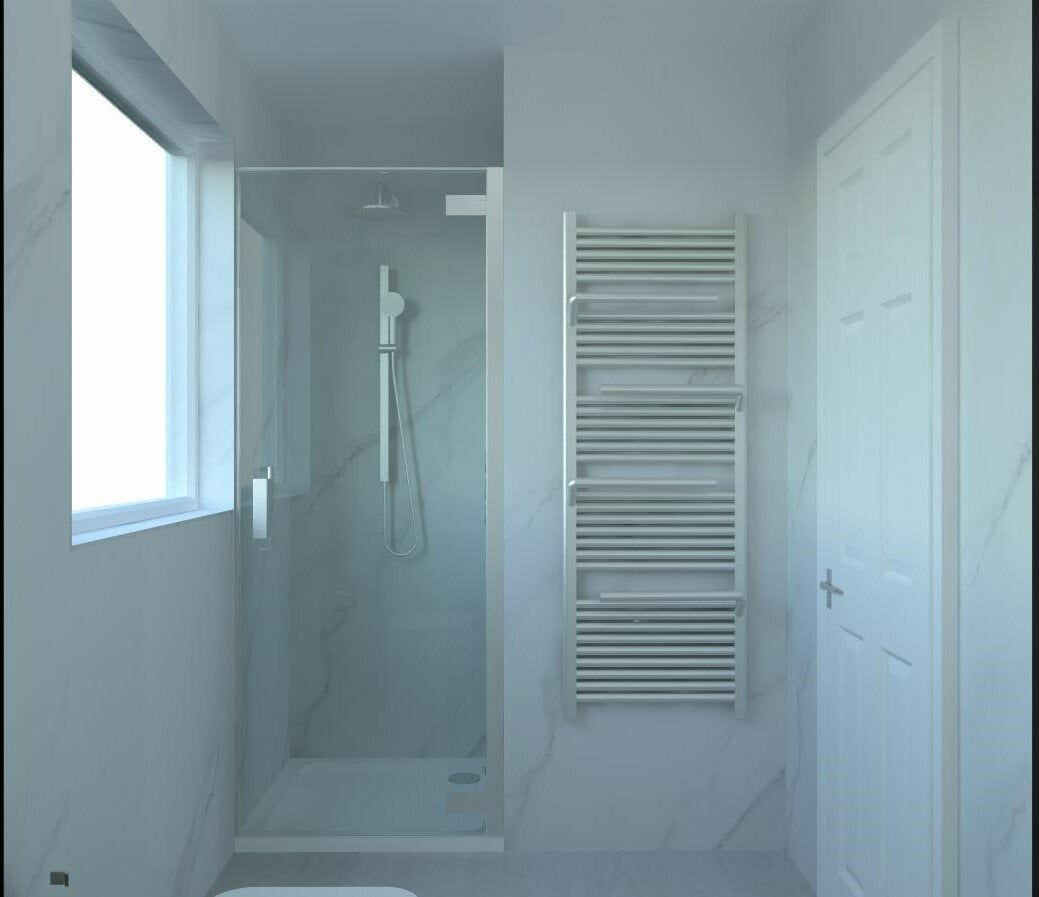 Clean, modern bathroom design created in 3D by Easy Bathrooms Chichester