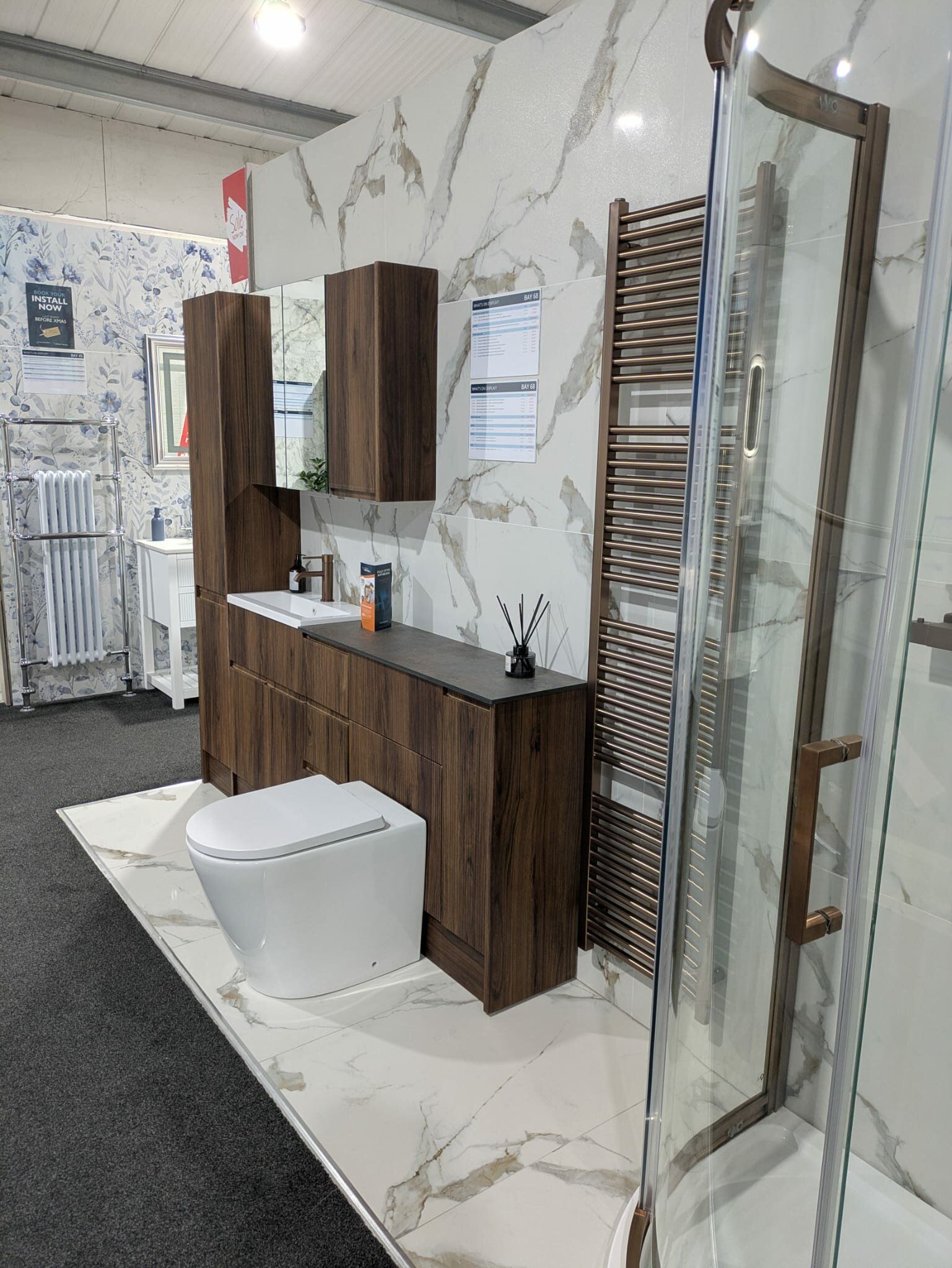 Walnut & Bronze Bathroom Display