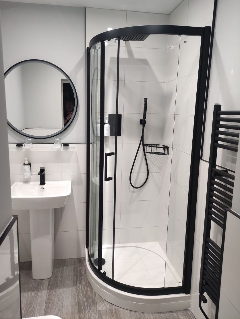 Fabio Black Sliding Shower Door Quadrant
