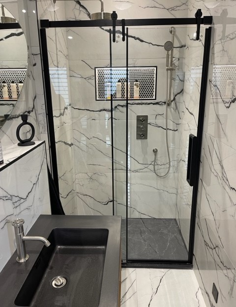 Ryland Black Sliding Shower Door - 1200mm