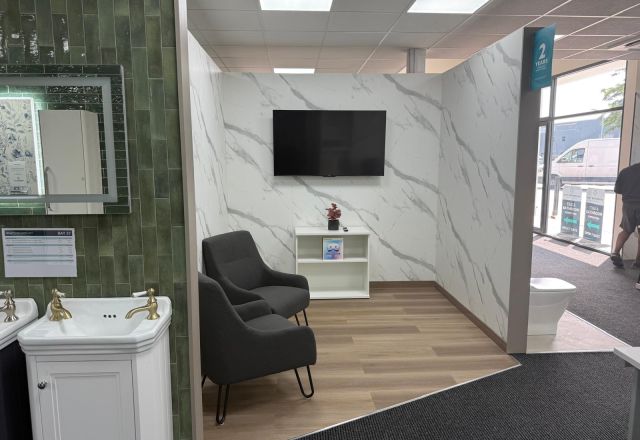 Bathroom design consultation area at Easy Bathrooms Lewisham