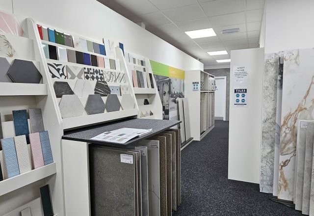 Brackley Easy Bathrooms Showroom Tiles on display