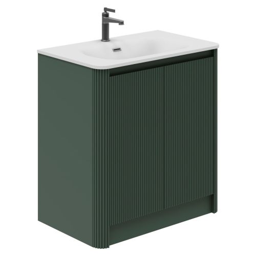 Robur Ribbed Vanity Unit Wish Ribbed Green Floor Standing Vanity Unit with Doors | Fluted Furniture
