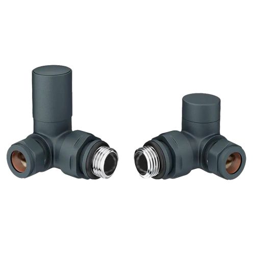 Corner Rounded Radiator Anthracite Round Anthracite Corner Pair of Radiator Valves | Grey Radiator Valve