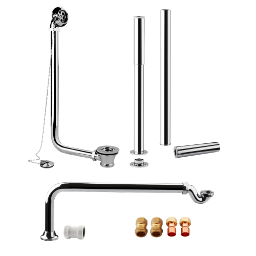 Cast Iron Roll Top Bath Waste Kit Chrome | Luxury Bath Waste Pack