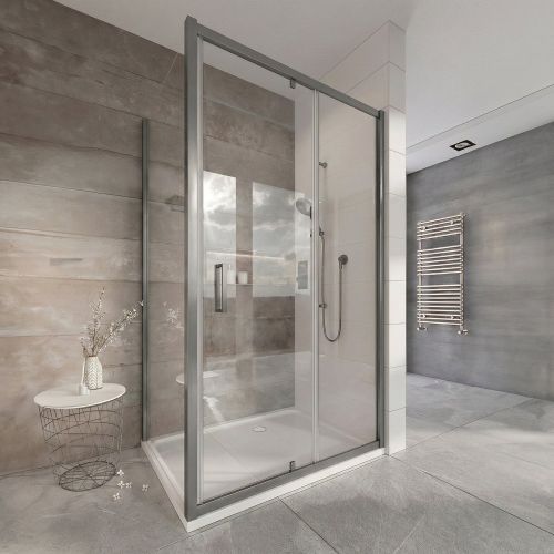 Fabio 900mm Gunmetal Shower Side Panel | Glass Shower Screen