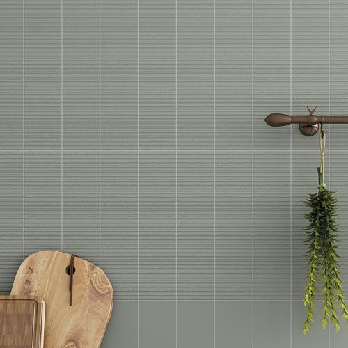 Viera Oliva Ribbed Matt Ceramic Brick Tile | Green Ribbed Tiles