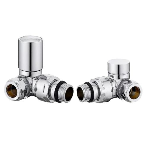 Round Chrome Corner Pair of Radiator Valves | Chrome Corner Radiator Valve
