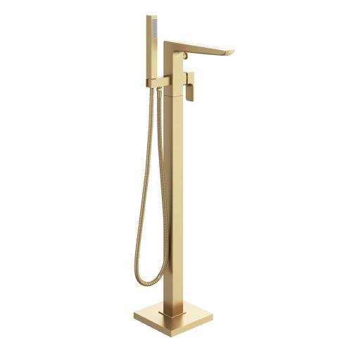 Zena Gold Freestanding Bath Shower Mixer Tap | Brushed Gold Bath Taps