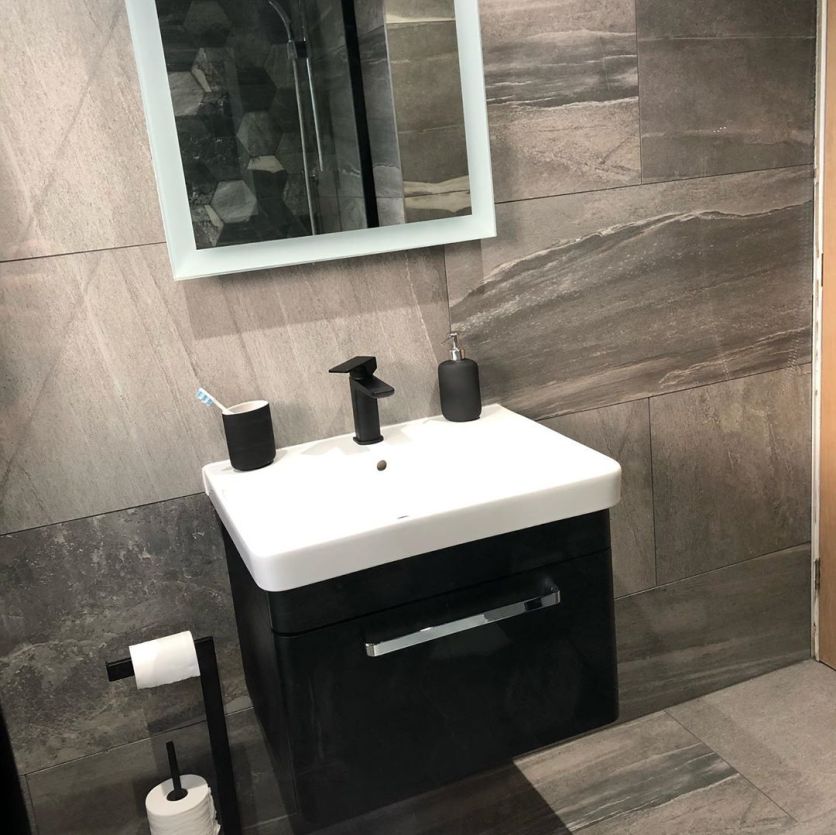 Esk Wall Mounted Vanity Unit & Basin in Black