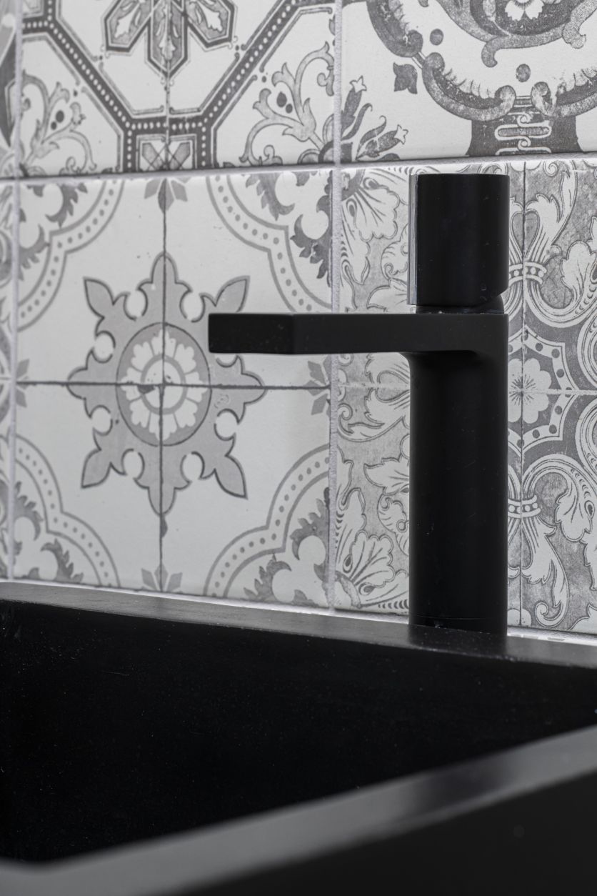 Pancho Matt Black & Chrome Tall Basin Mixer Tap