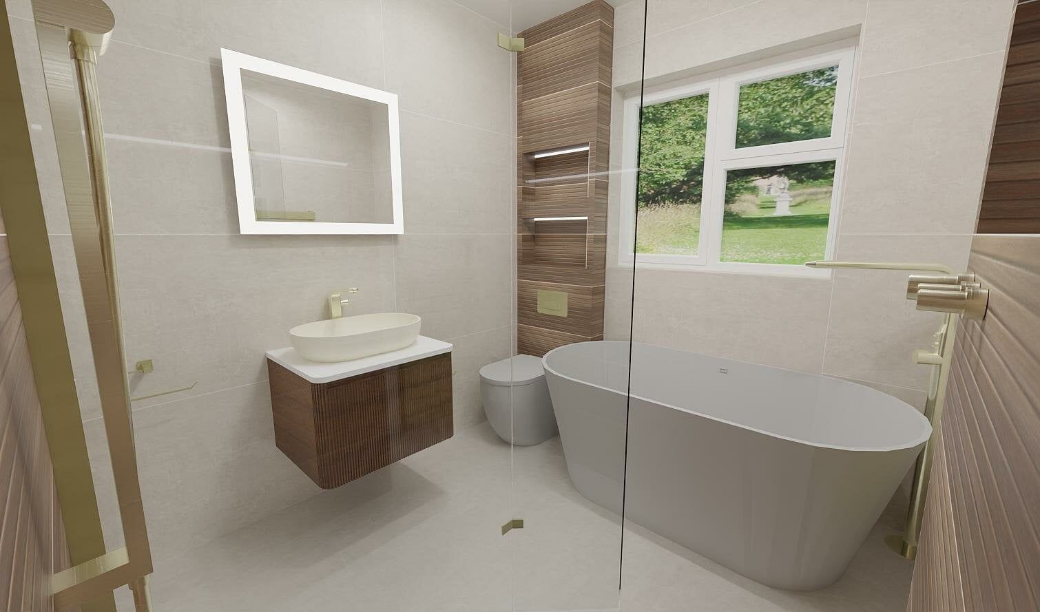 3D Design created at Easy Bathrooms Portsmouth to show bathroom design