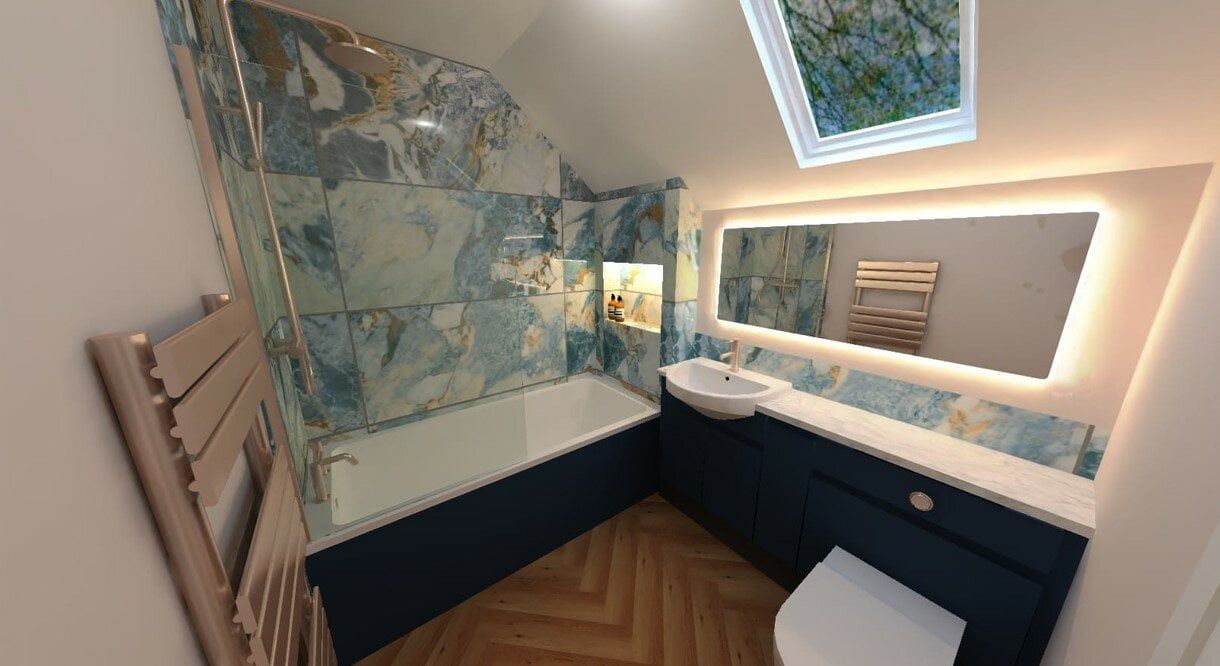 3D Design created of a bathroom layout by Easy Bathrooms Norwich