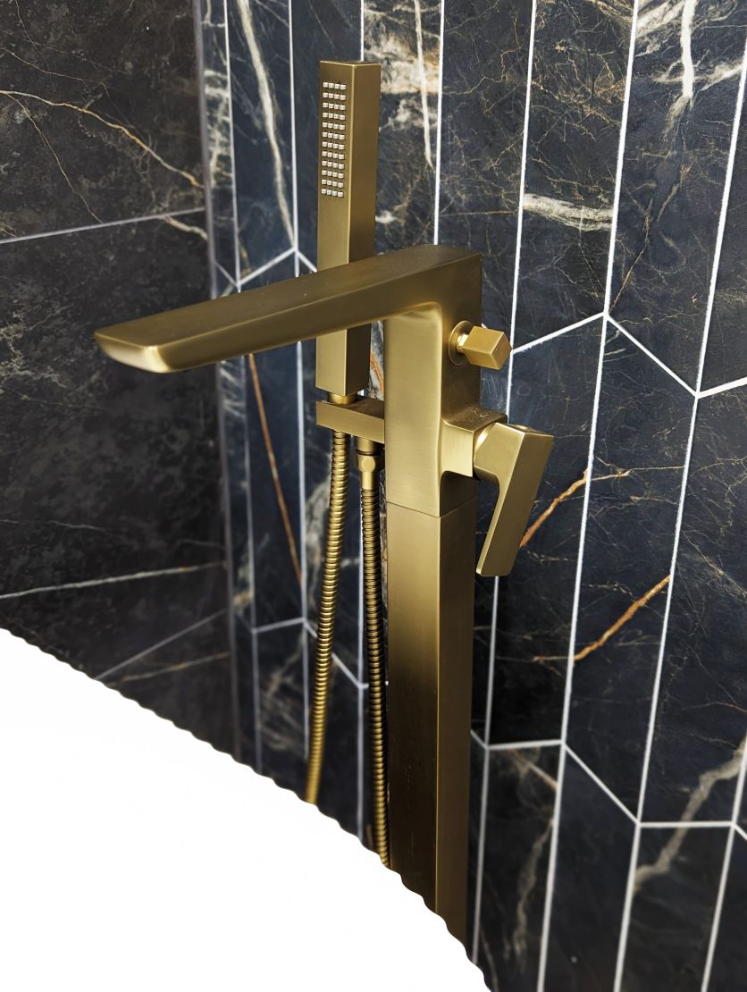 Zena Gold Freestanding Bath Shower Mixer Tap