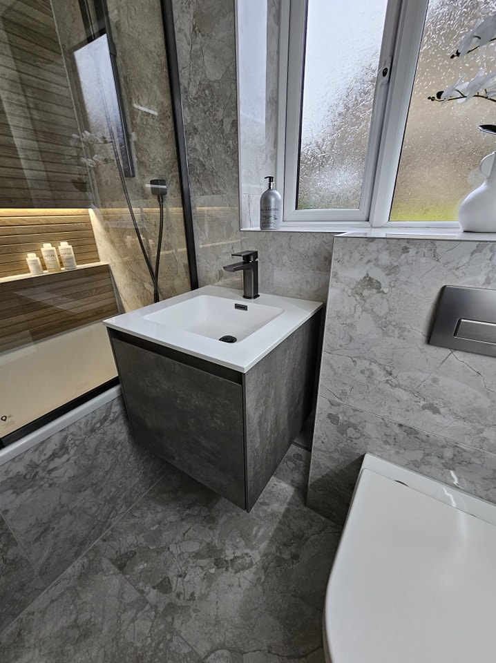 Odion Wall Mounted Vanity Unit in Concrete
