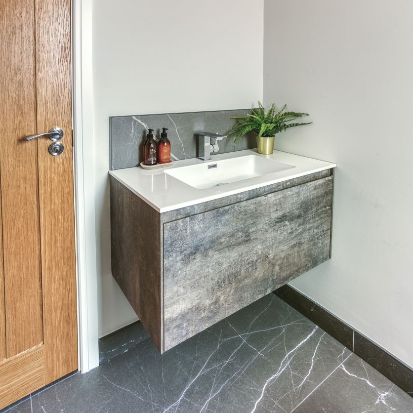 Odion Wall Mounted Vanity Unit in Metallic - 900mm