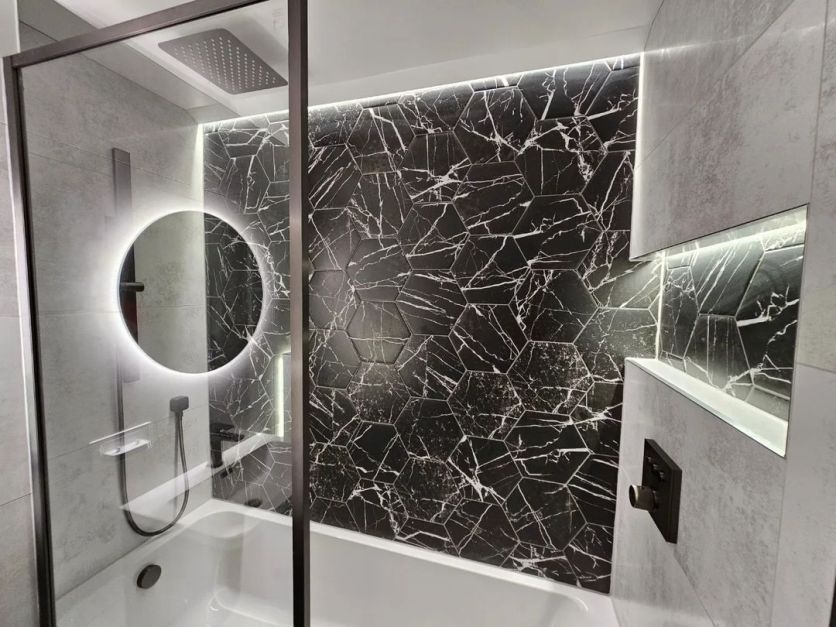 La Bella Black Marble Hexagon Matt Ceramic Tile