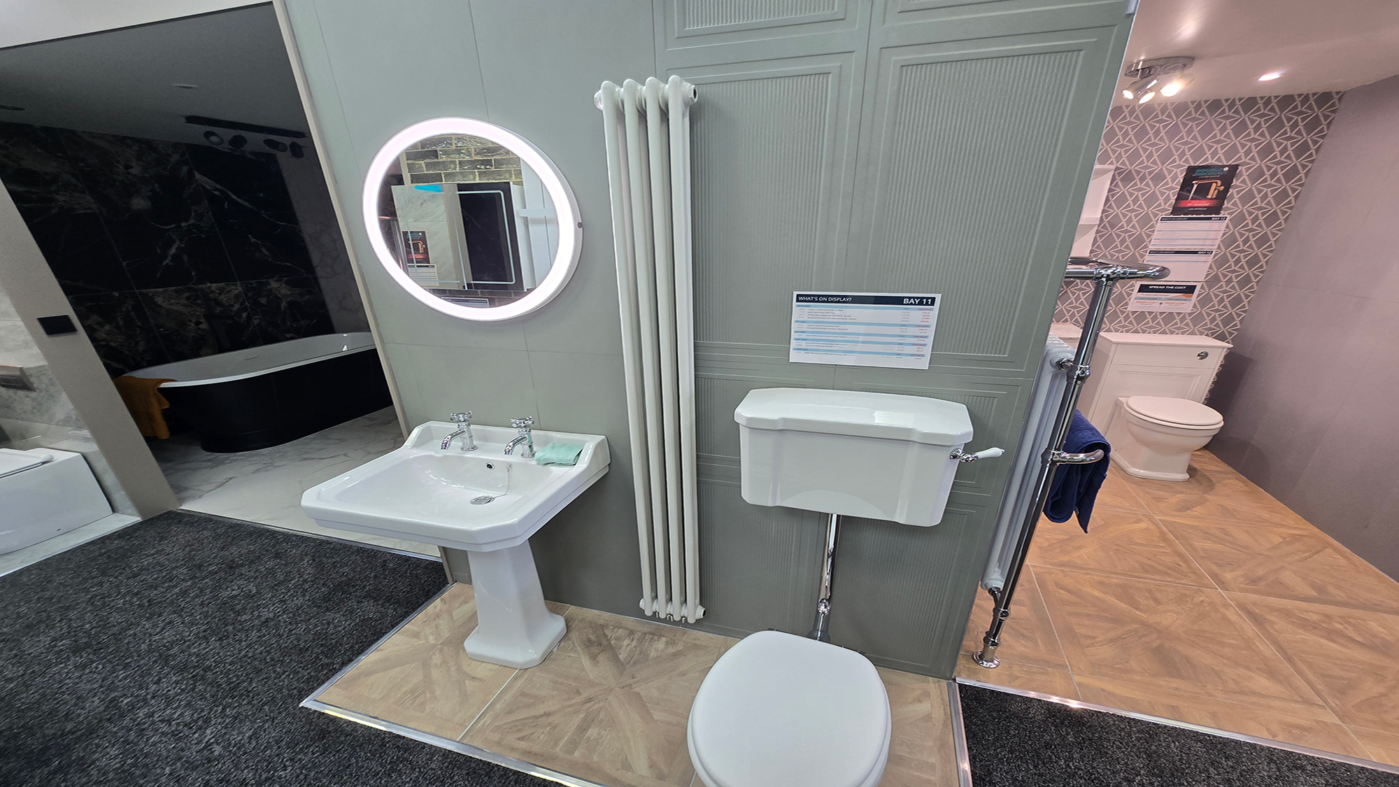 Easy Bathrooms & Tiles Showroom Newbury display stand featuring a modern bathroom suite