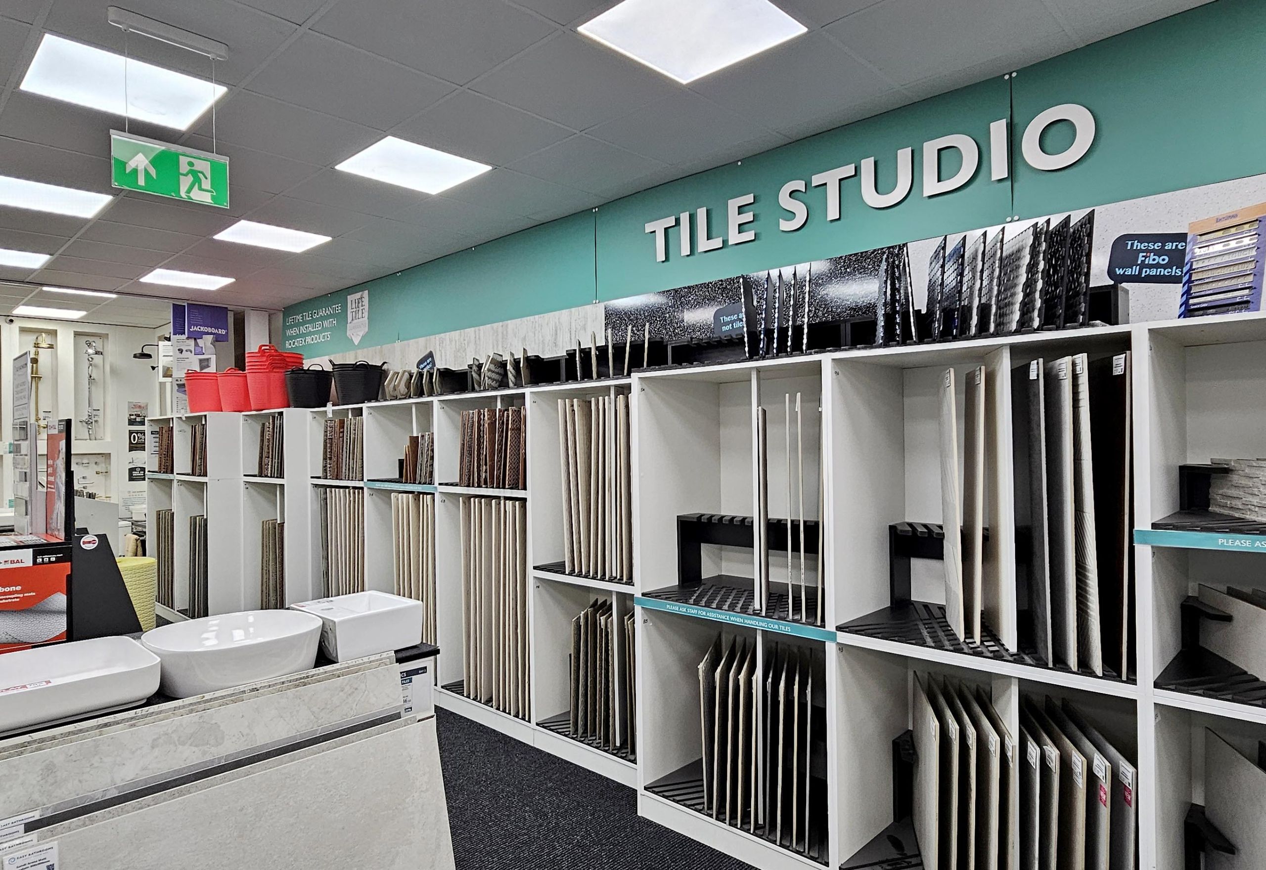 tiles on display Easy Bathrooms Leeds Seacroft