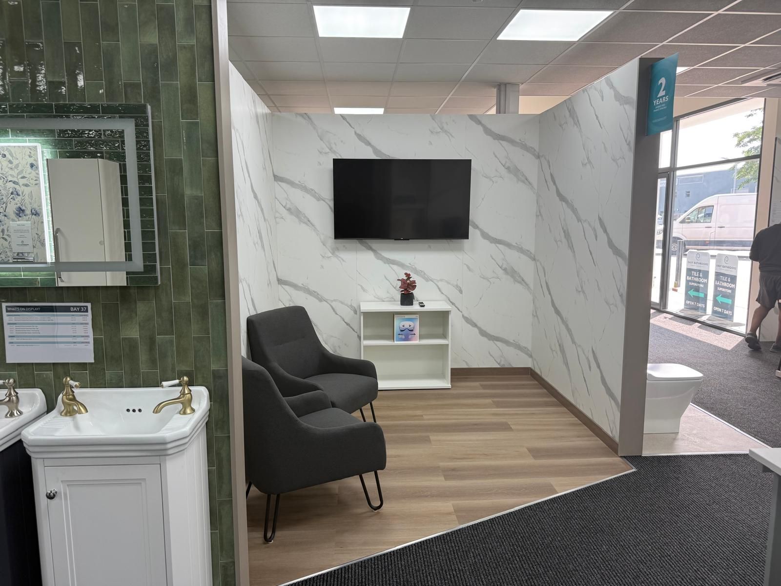 Bathroom design consultation area at Easy Bathrooms Lewisham