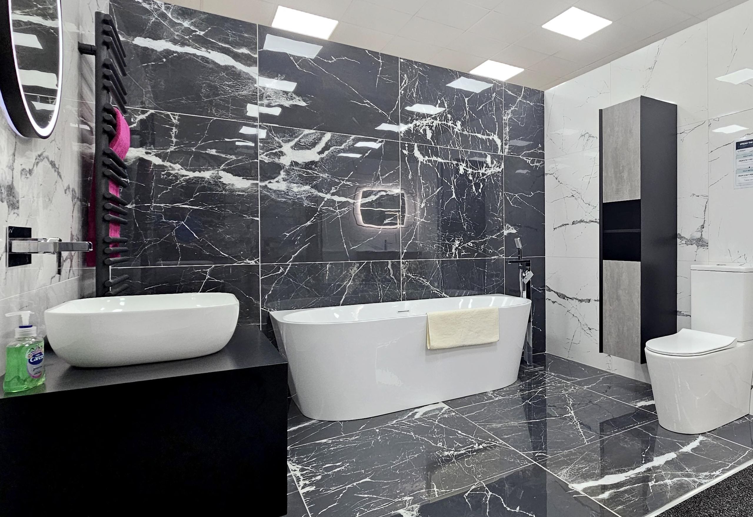 Easy Bathrooms & Tiles Basingstoke Showroom black marble tiles