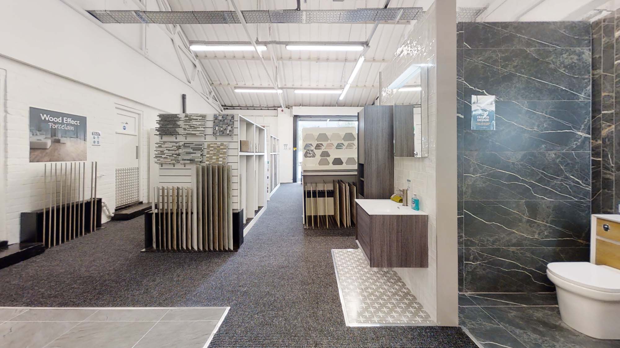 Bathroom displays at Easy Bathrooms Wolverhampton