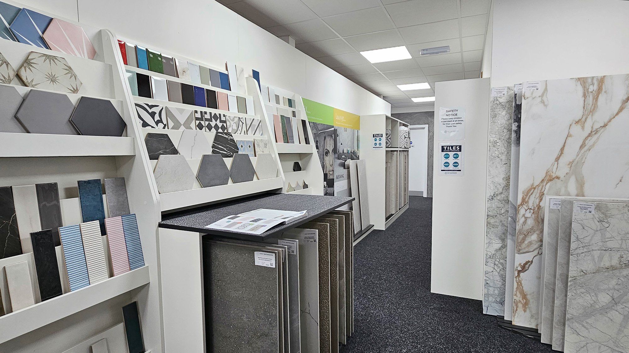 Brackley Easy Bathrooms Showroom Tiles on display